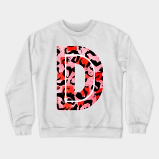 Abstract Letter D Watercolour Leopard Print Alphabet Red Crewneck Sweatshirt